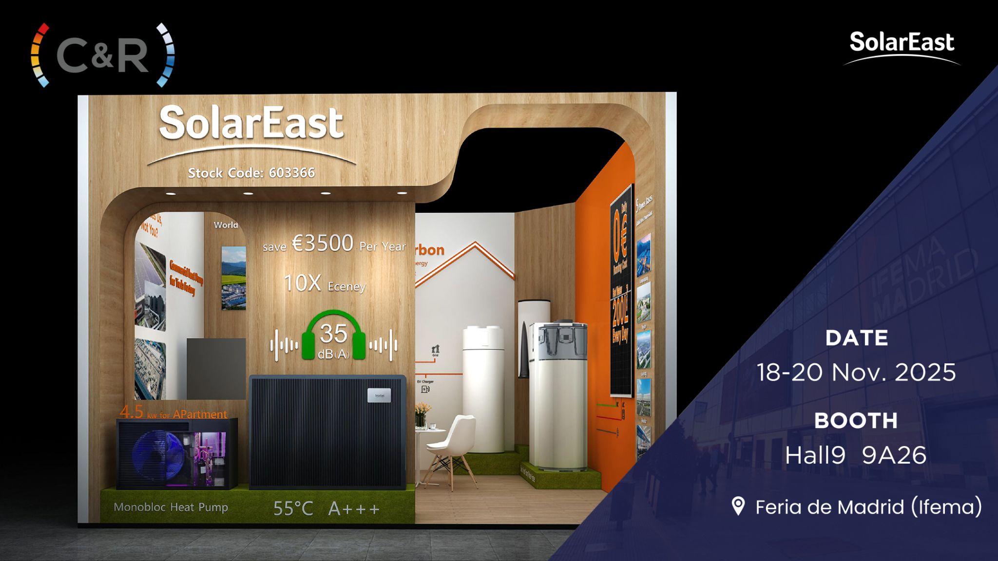 Solareast präsentiert A+++ R290-Heizungs- und integrierte Warmwasserbereitungslösungen bei C&R Madrid