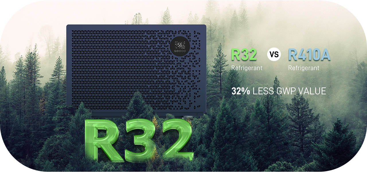 Schwimmbad-Wärmepumpe, umweltfreundliches R32-Kältemittel