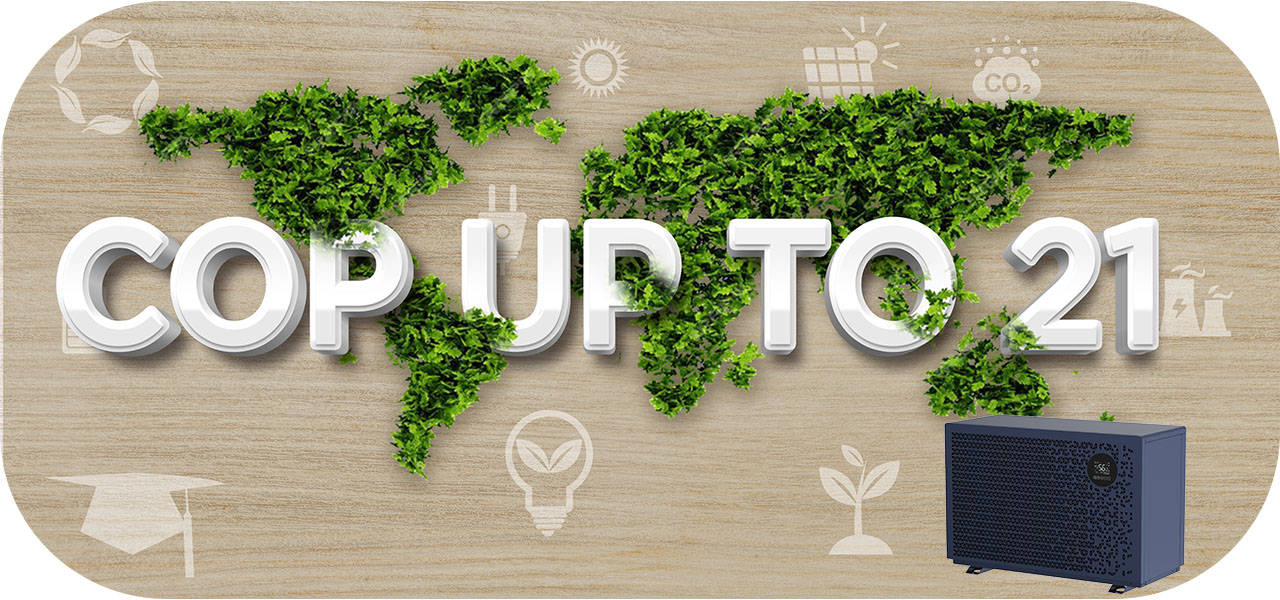 Schwimmbad-Wärmepumpe mit hohem Wirkungsgrad, COP bis zu 21